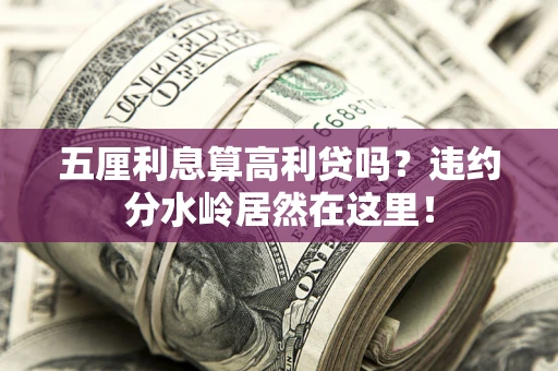 武汉五厘利息算高利贷吗？违约分水岭居然在这里！